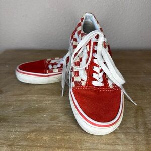 Vans Sneakers Women’s Size 6.5 Red White Checkerboard Grunge Skater Skateboard